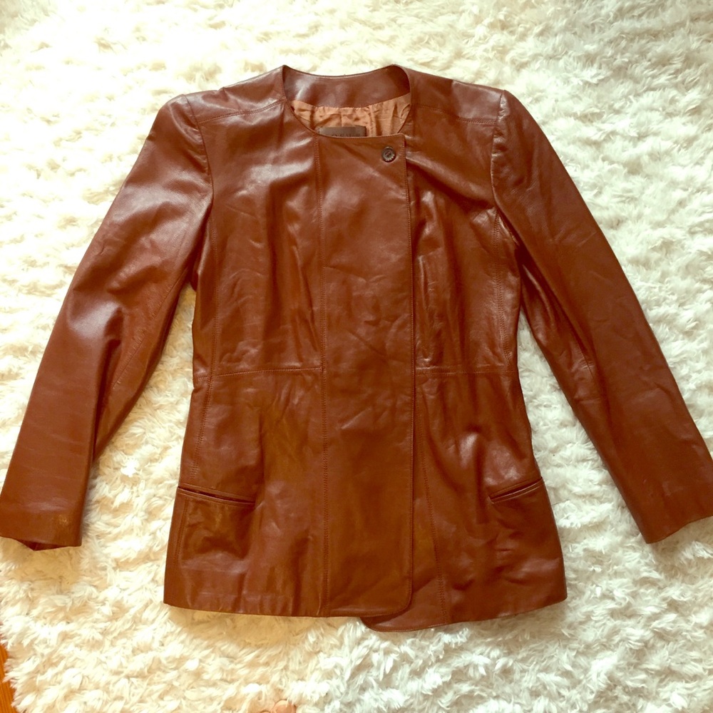 Leather, silk-lined vintage jacket from Madrid
